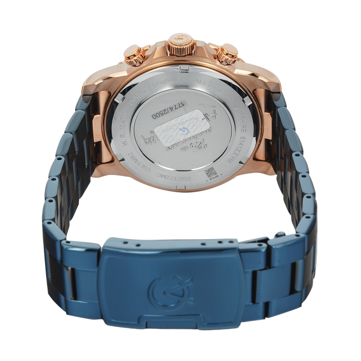 Jam Tangan Alexandre Christie 25th Anniversary AC 6141 XXVMURBU Men Blue Dial Blue Stainless Steel Strap Limited Edition