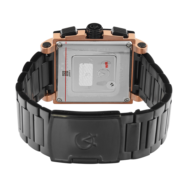 Jam Tangan Alexandre Christie Chronograph AC 6182 GCBBRBA Women Black Dial Black Stainless Steel Strap