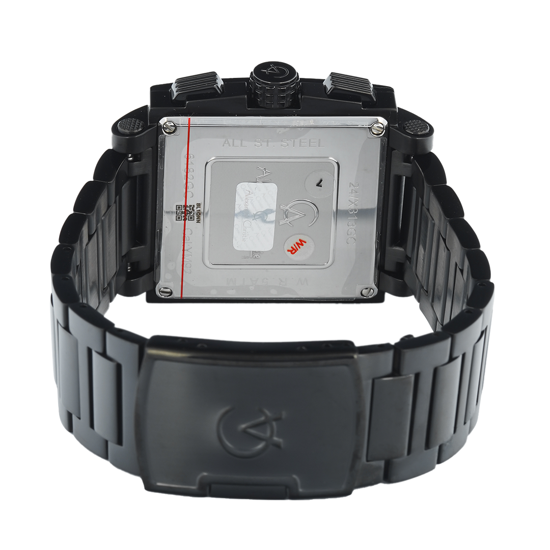 Jam Tangan Alexandre Christie Chronograph AC 6182 GCBIPBA Women Black Dial Black Stainless Steel Strap