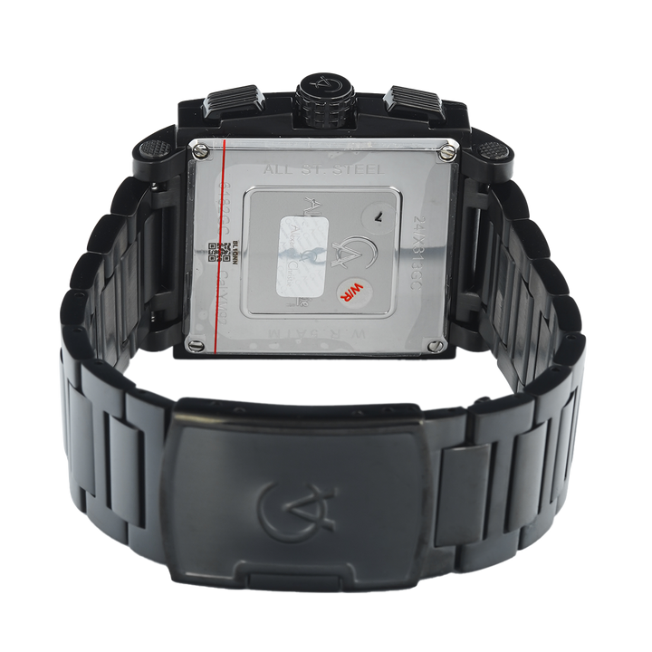 Jam Tangan Alexandre Christie Chronograph AC 6182 GCBIPBA Women Black Dial Black Stainless Steel Strap