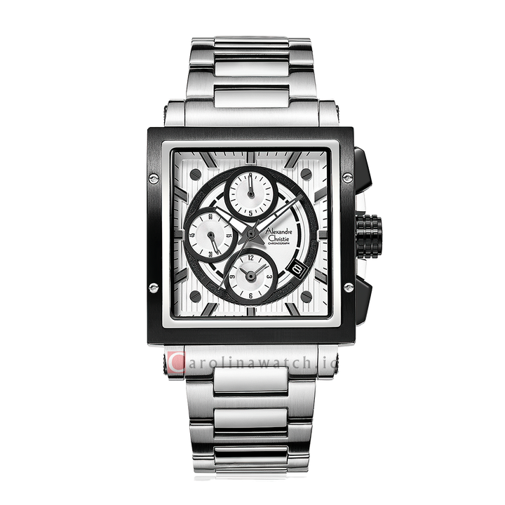 Jam Tangan Alexandre Christie Chronograph AC 6182 GCBTBSL Women White Dial Stainless Steel Strap