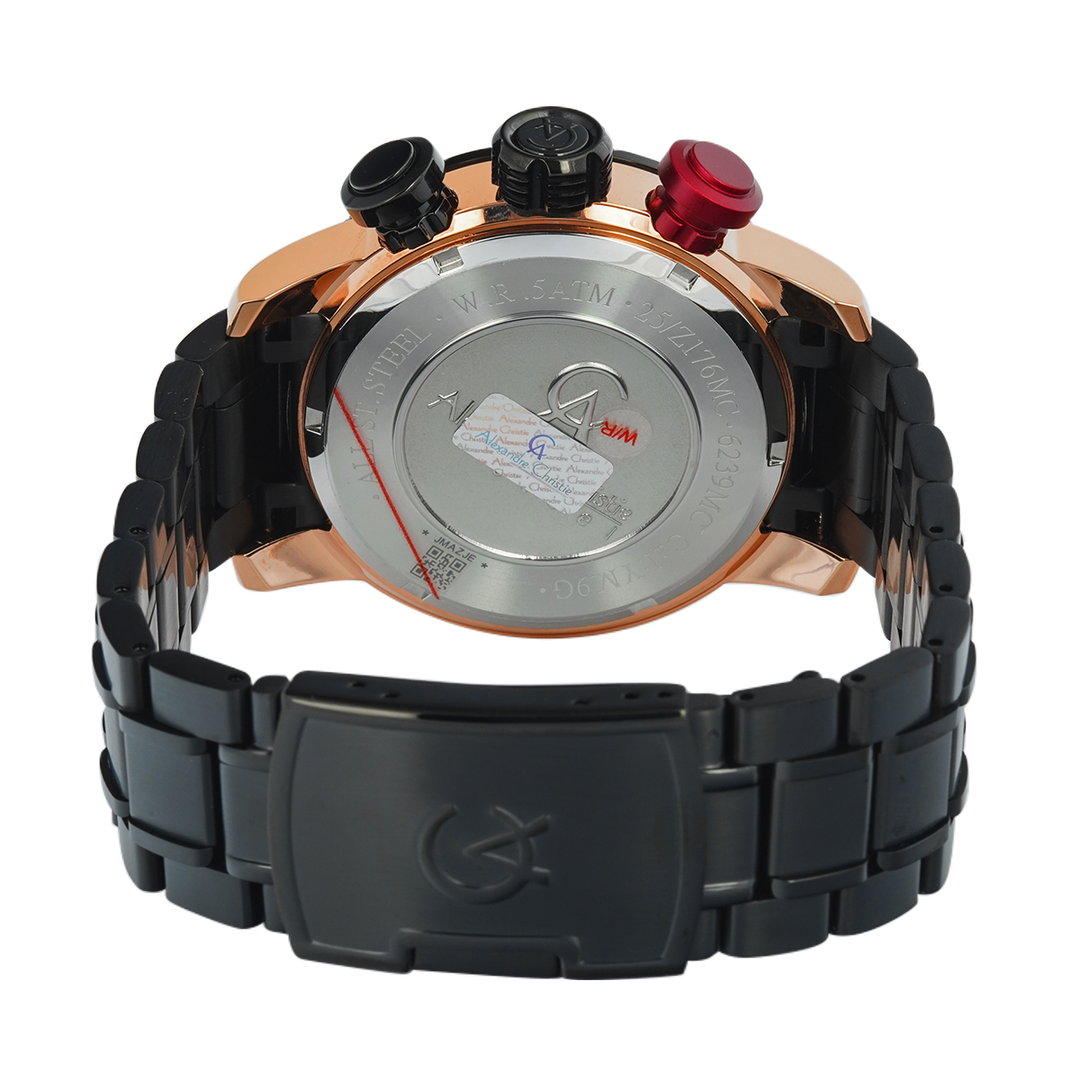 Jam Tangan Alexandre Christie AC 6239 MCBBRBA Men Black Dial Stainless Steel Strap with Exclusive Box