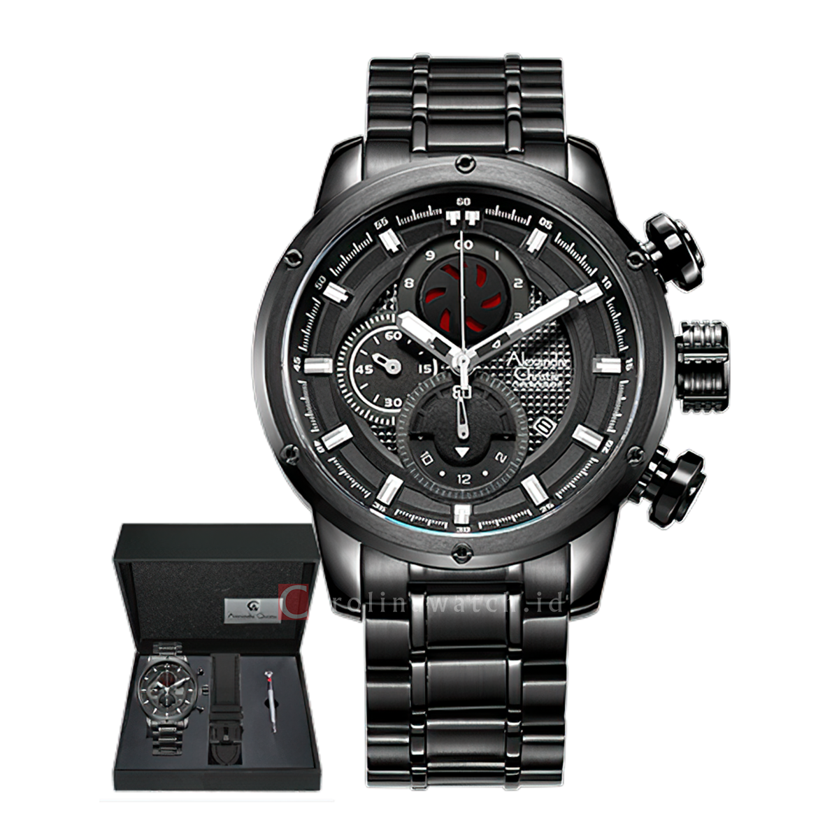 Jam Tangan Alexandre Christie AC 6239 MCBIPBARE Men Black Dial Black S ...