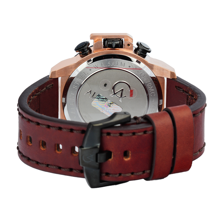 Jam Tangan Alexandre Christie Chronograph AC 6280 MCLBRBASL Men Black Dial Brown Leather Strap