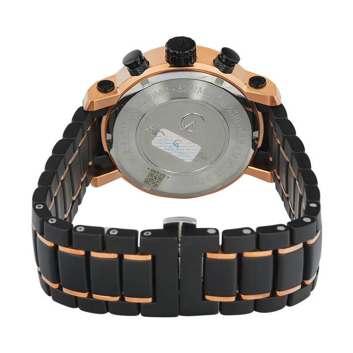 Jam Tangan Alexandre Christie Chronograph AC 6292 MCBBRBA2 Men Black Dial Stainless Steel With Ceramic Strap