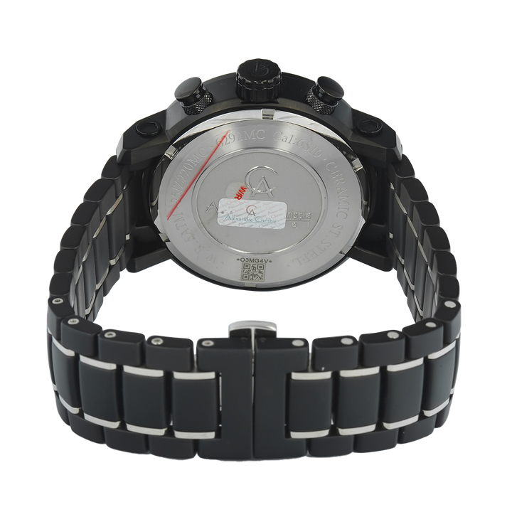 Jam Tangan Alexandre Christie Chronograph AC 6292 MCBIPBA Men Black Dial Stainless Steel With Ceramic Strap
