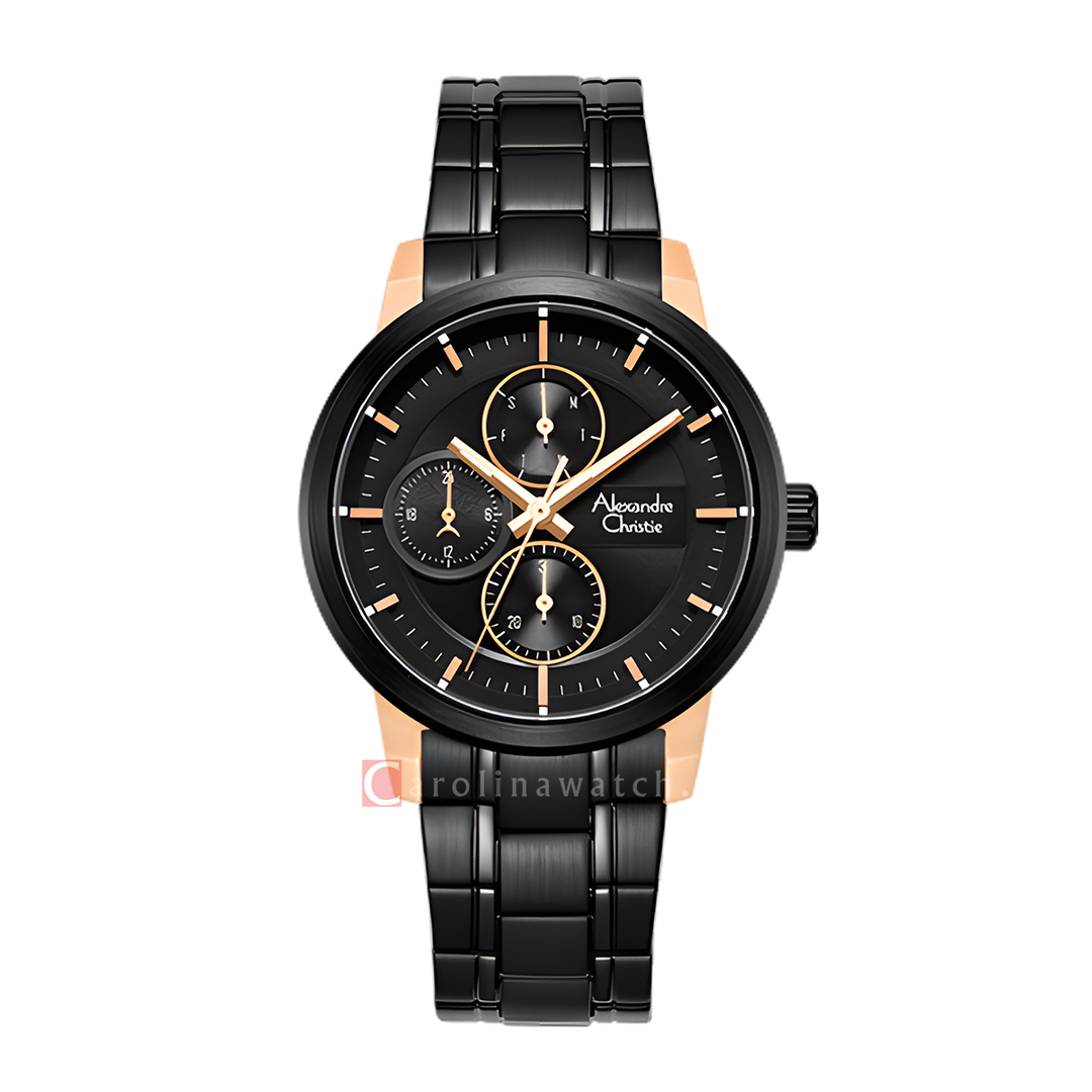 Jam Tangan Alexandre Christie Chronograph AC 6323 BFBBRBA Women Black Dial Black Stainless Steel Strap