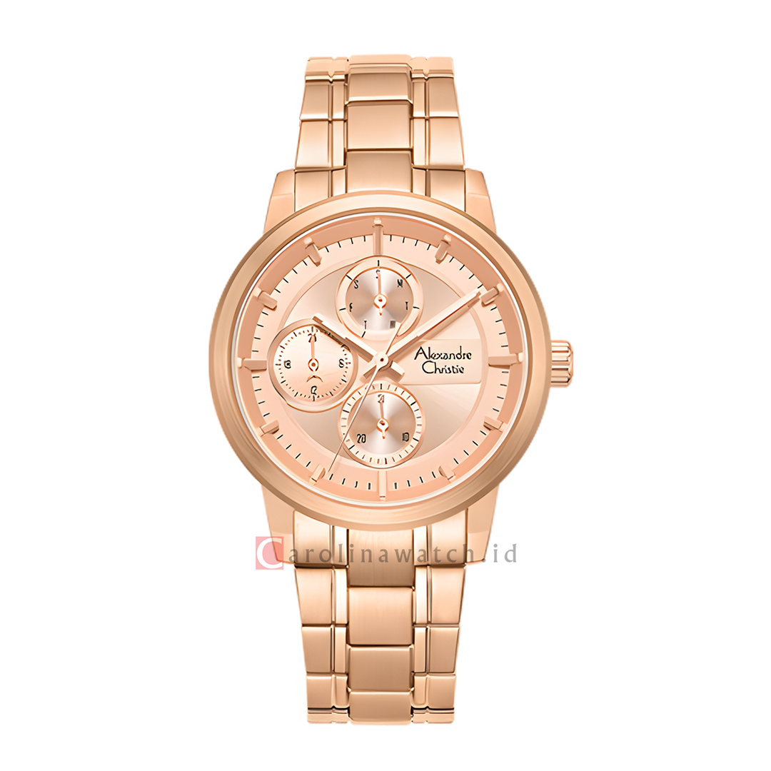 Jam Tangan Alexandre Christie Chronograph AC 6323 BFBRGLN Women Rose Gold Dial Rose Gold Stainless Steel Strap