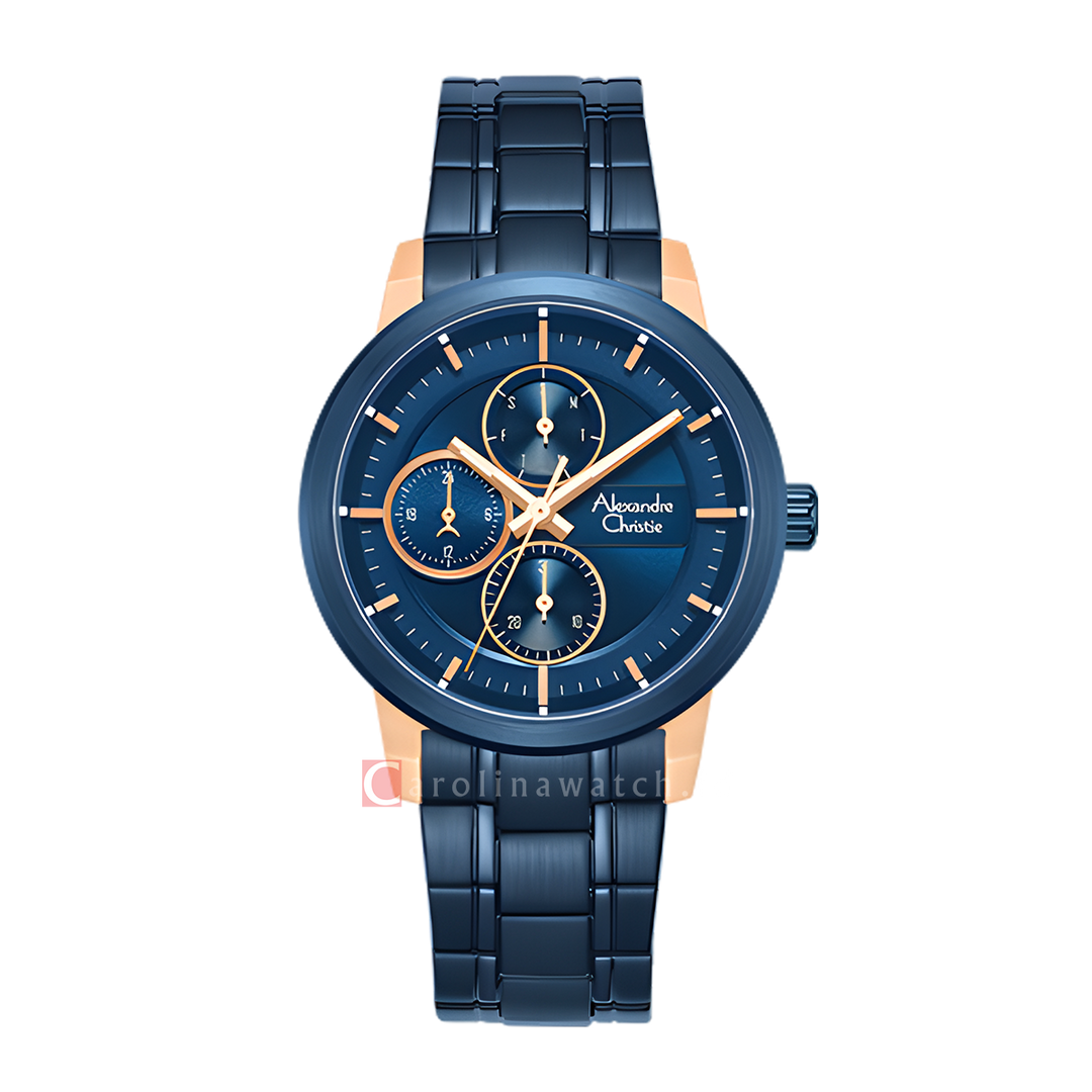 Jam Tangan Alexandre Christie Chronograph AC 6323 BFBURBU Women Blue Dial Blue Stainless Steel Strap
