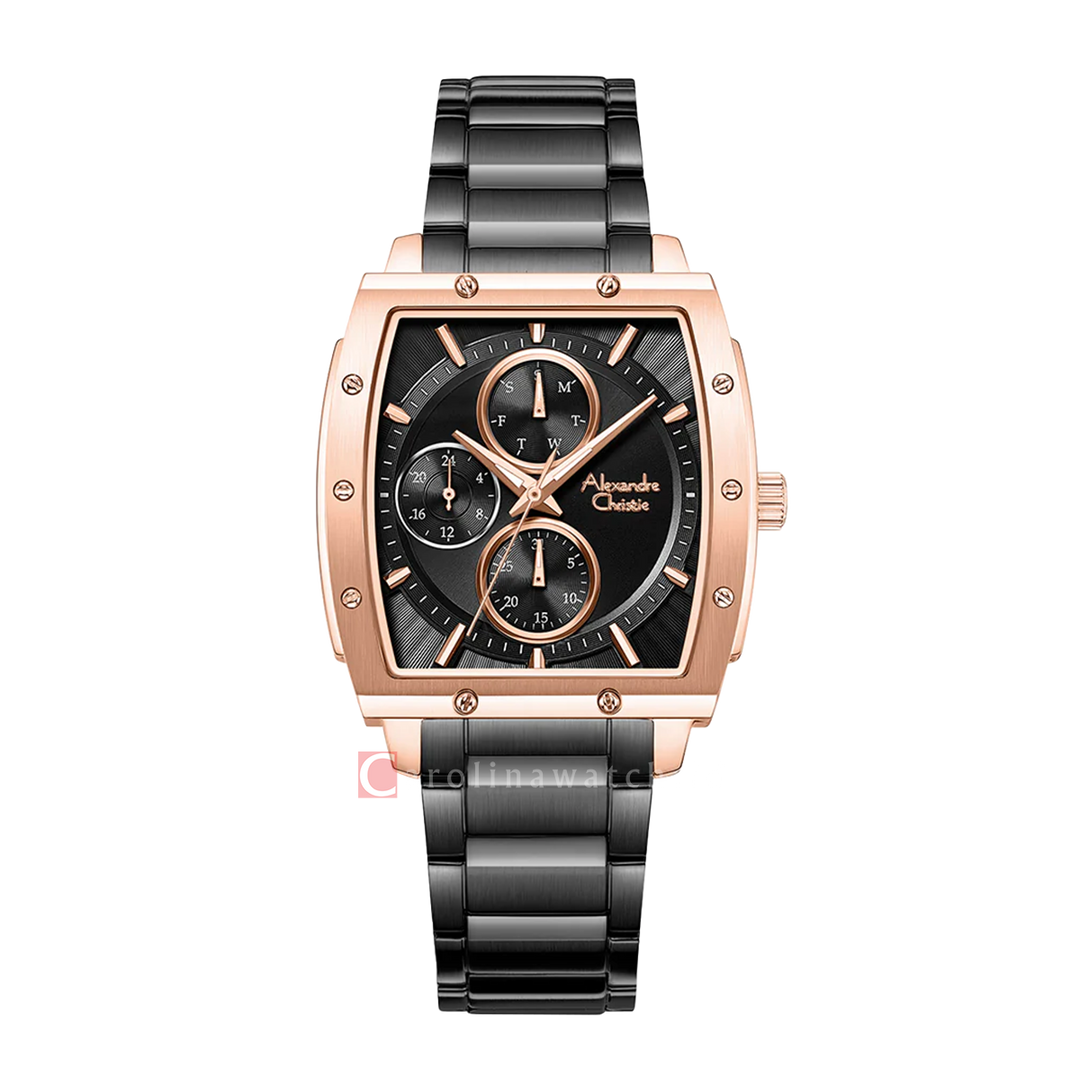 Jam Tangan Alexandre Christie Fashion AC 6376 BFBBRBARG Women Black Dial Black Stainless Steel Strap