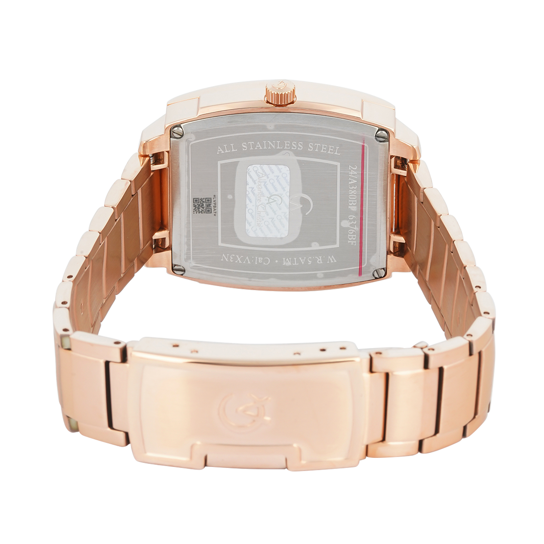 Jam Tangan Alexandre Christie Fashion AC 6376 BFBRGLN Women Rose Gold Dial Rose Gold Stainless Steel Strap