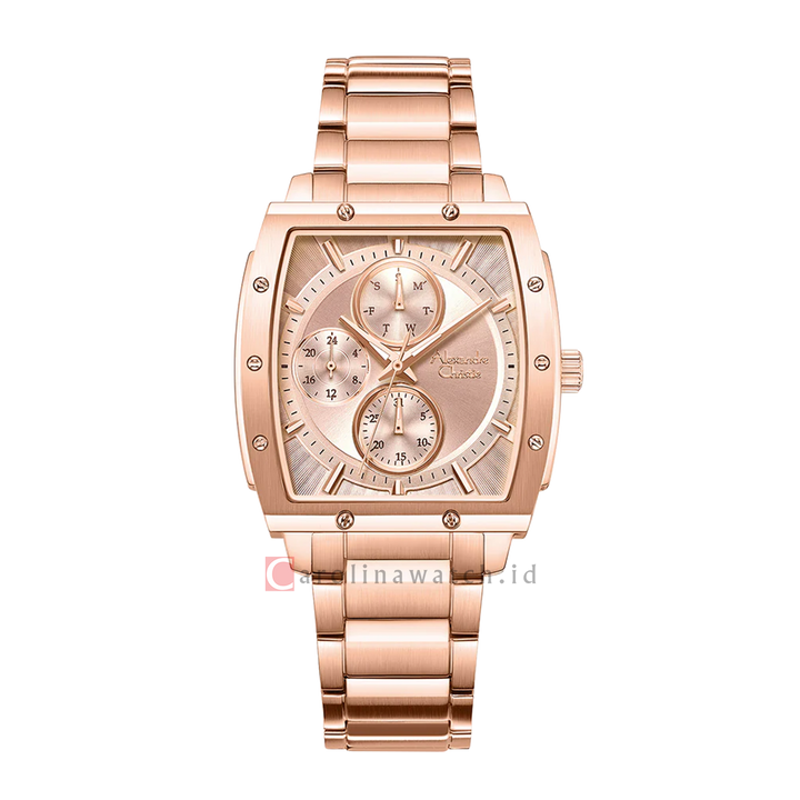 Jam Tangan Alexandre Christie Fashion AC 6376 BFBRGLN Women Rose Gold Dial Rose Gold Stainless Steel Strap