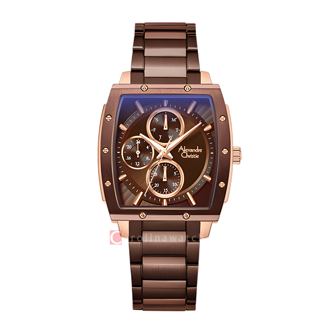 Jam Tangan Alexandre Christie Fashion  AC 6376 BFBROBO Women Brown Dial Brown Stainless Steel Strap