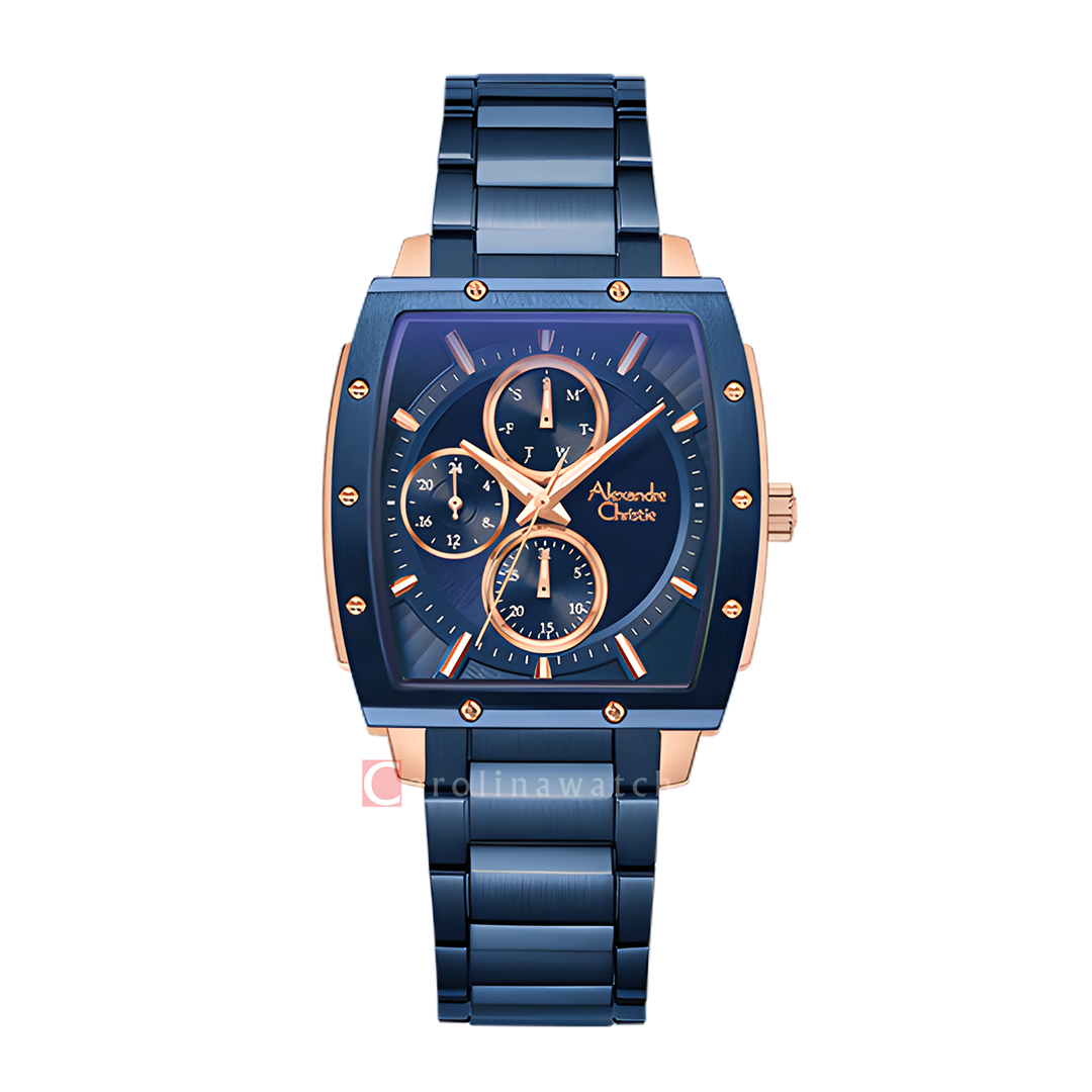 Jam Tangan Alexandre Christie Fashion AC 6376 BFBURBU Women Blue Dial Blue Stainless Steel Strap