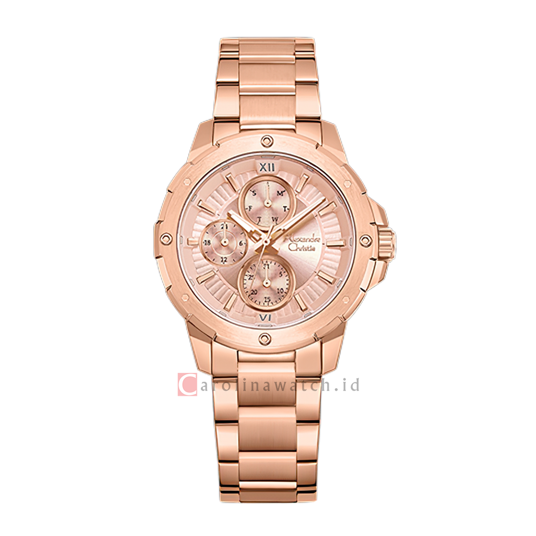 Jam Tangan Women Alexandre Christie Chronograph AC 6410 BFBRGLN2 Women Analog Dial Rose Gold Stainless Steel Strap