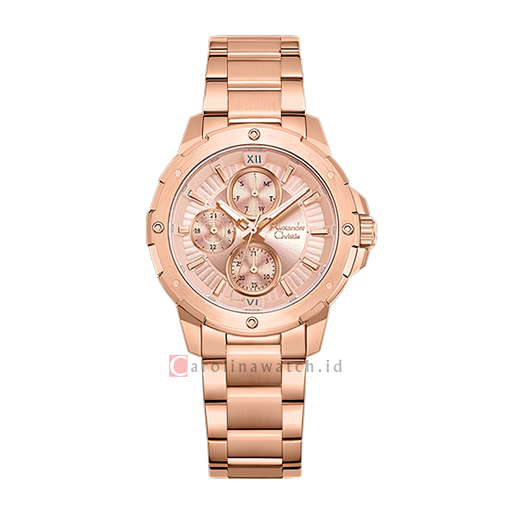 Jam Tangan Women Alexandre Christie Chronograph AC 6410 BFBRGLN2 Women Analog Dial Rose Gold Stainless Steel Strap