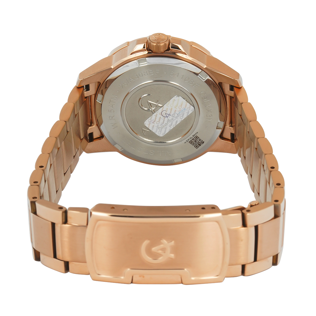 Jam Tangan Women Alexandre Christie Chronograph AC 6410 BFBRGLN2 Women Analog Dial Rose Gold Stainless Steel Strap