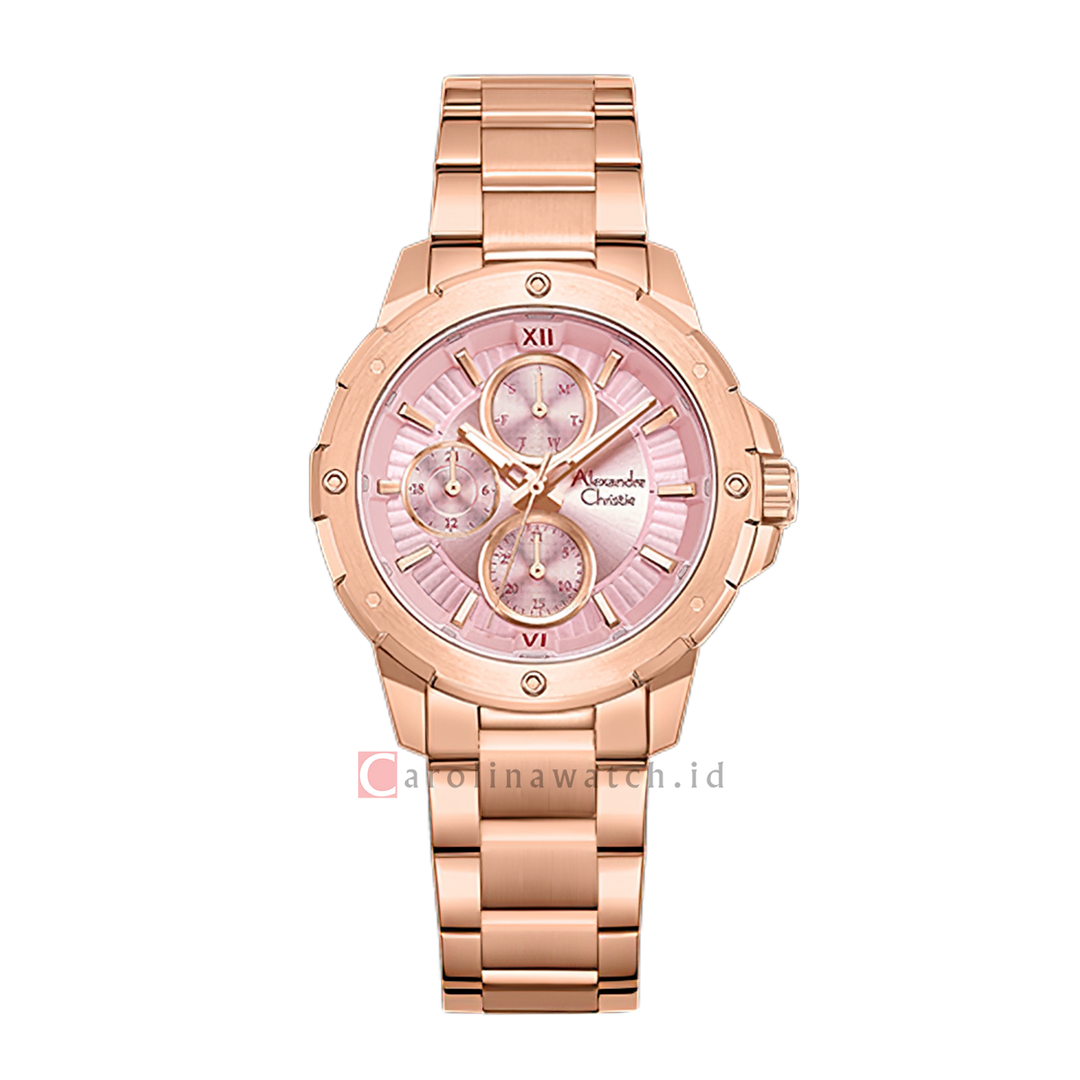 Jam Tangan Women Alexandre Christie Chronograph AC 6410 BFBRGPN2 Women Pink Dial Rose Gold Stainless Steel Strap