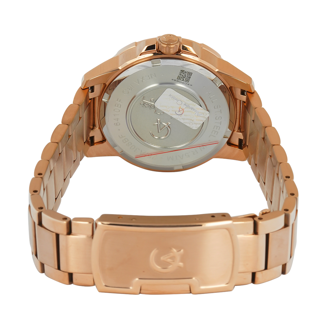 Jam Tangan Women Alexandre Christie Chronograph AC 6410 BFBRGPN2 Women Pink Dial Rose Gold Stainless Steel Strap