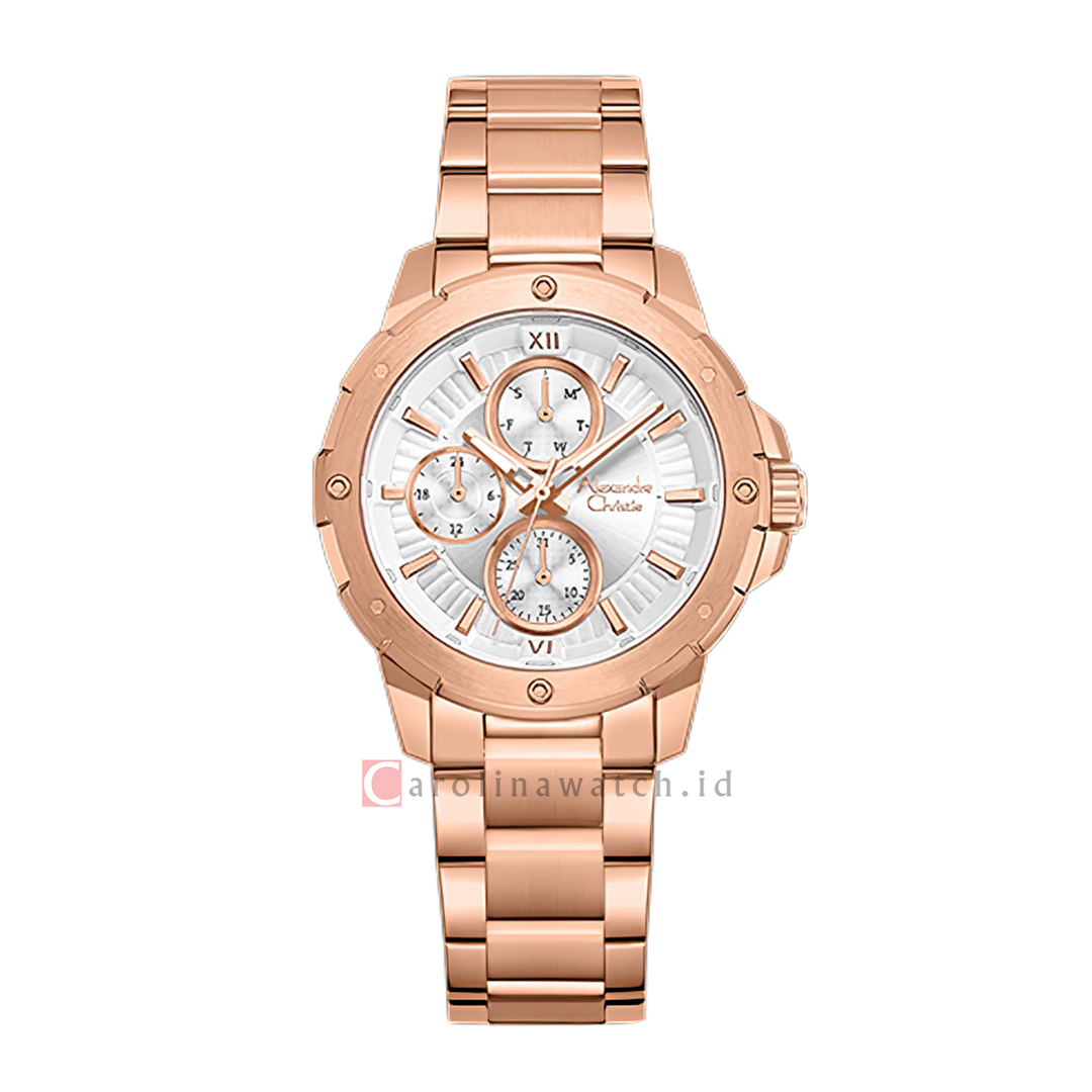 Jam Tangan Women Alexandre Christie Chronograph AC 6410 BFBRGSL2 Women Silver Dial Rose Gold Stainless Steel Strap