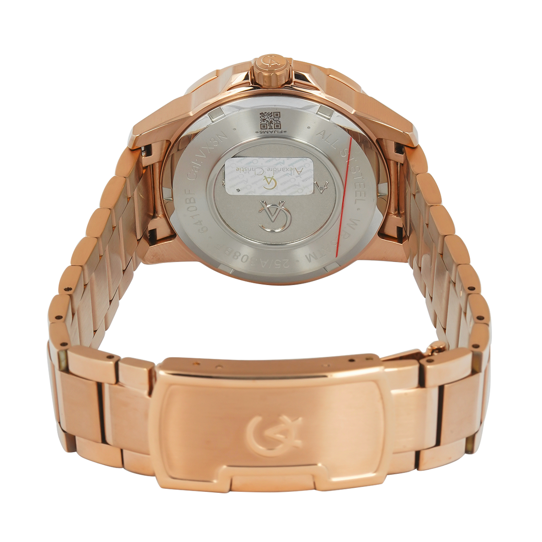 Jam Tangan Women Alexandre Christie Chronograph AC 6410 BFBRGSL2 Women Silver Dial Rose Gold Stainless Steel Strap