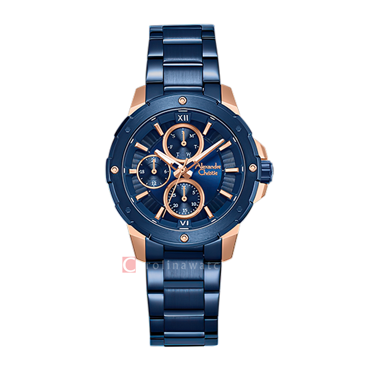 Jam Tangan Women Alexandre Christie Chronograph AC 6410 BFBURBU2 Women Blue Dial Blue Stainless Steel Strap