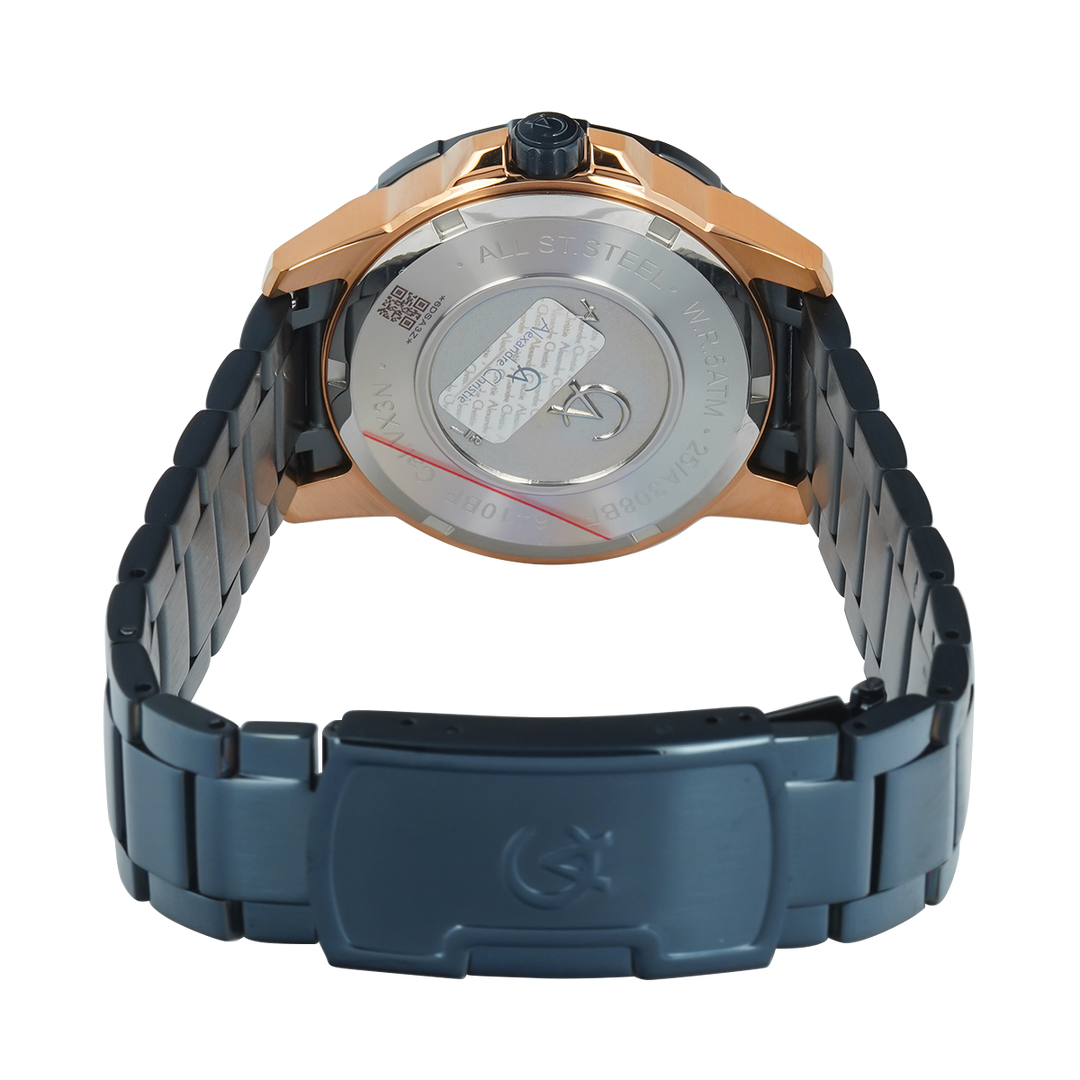 Jam Tangan Women Alexandre Christie Chronograph AC 6410 BFBURBU2 Women Blue Dial Blue Stainless Steel Strap