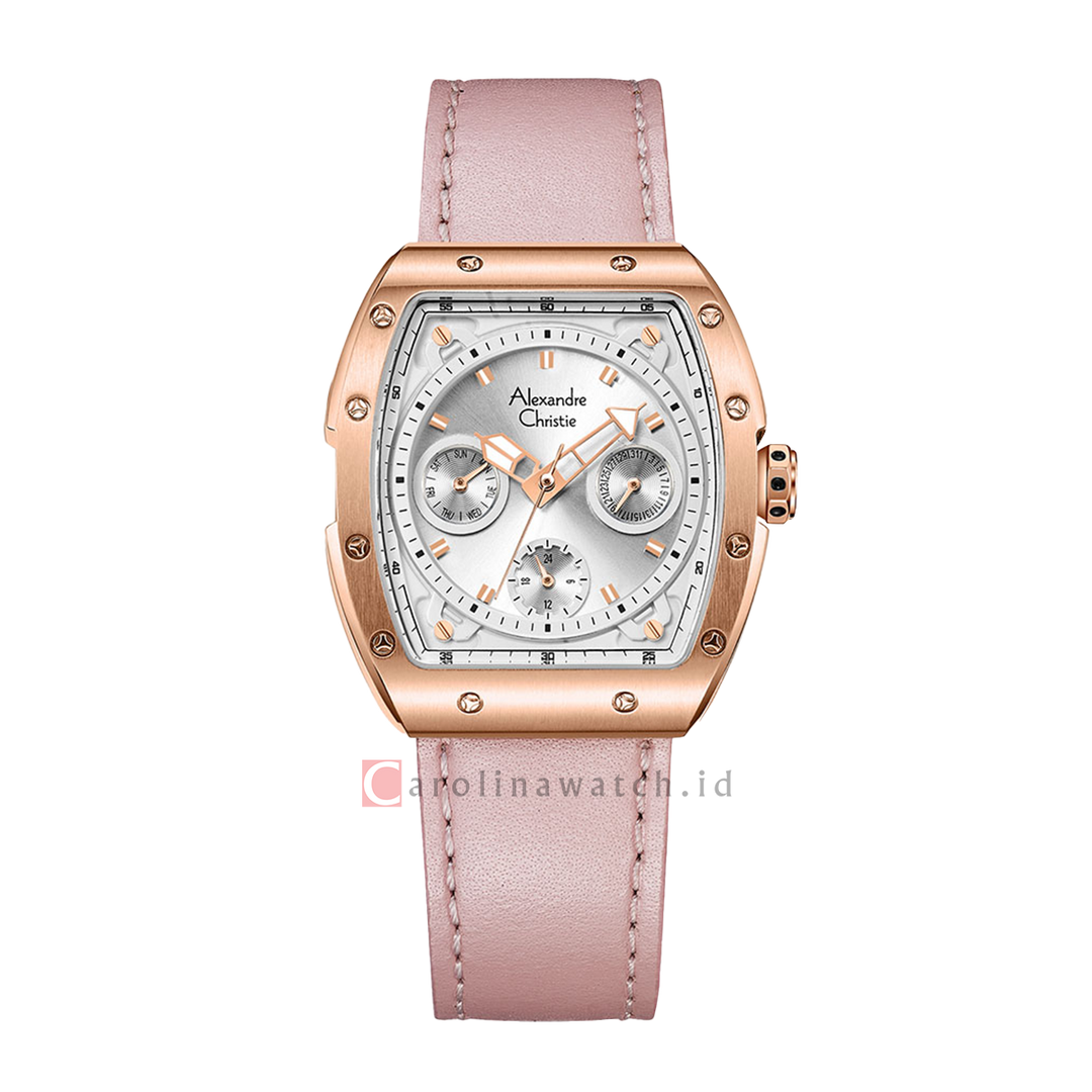 Jam Tangan Alexandre Christie Classic AC 6411 BFLRGSLPN Women Silver Dial Light Pink Strap