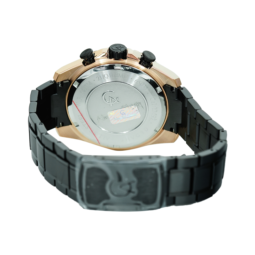 Jam Tangan Alexandre Christie Chronograph AC 6503 MCBBRBA Men Black Dial Black Stainless Steel Strap