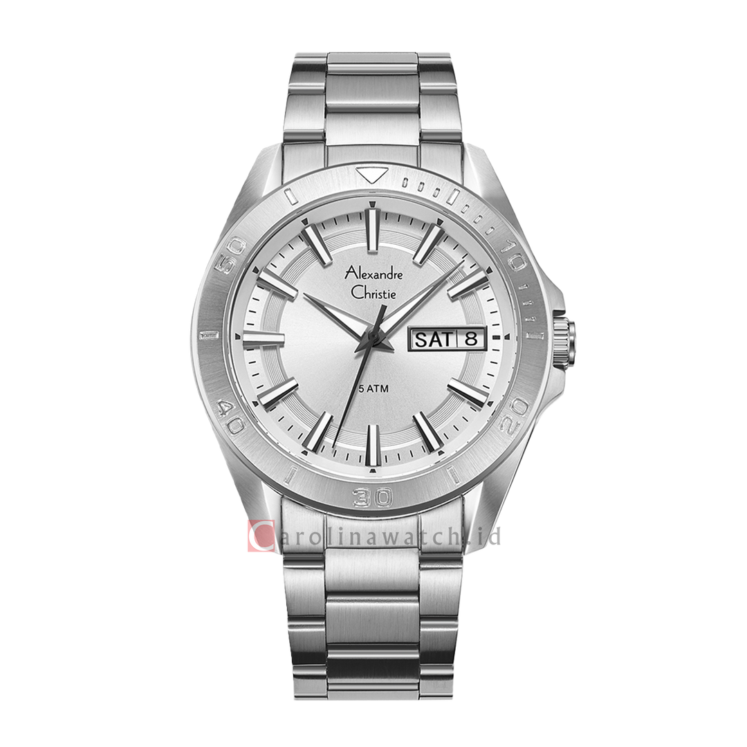 Jam Tangan Alexandre Christie AC 6512 MEBSSSL Men Silver Dial Stainless Steel Strap