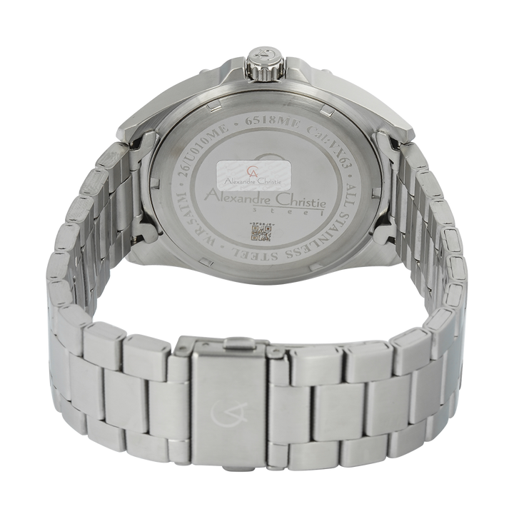 Jam Tangan Alexandre Christie AC 6518 MEBSSBA Men Black Dial Stainless Steel Strap