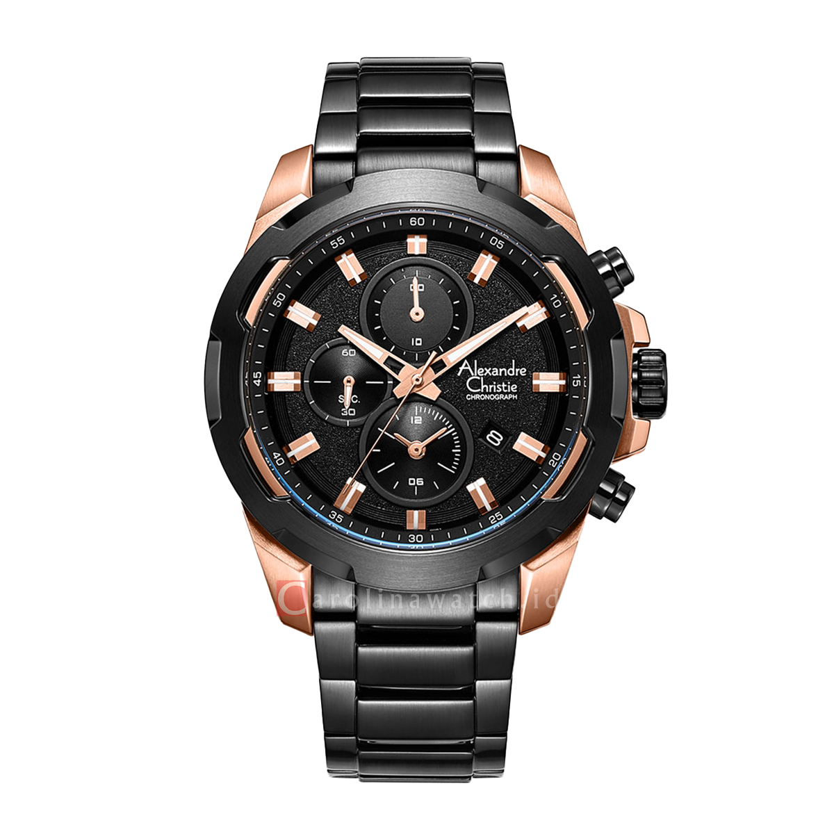 Jam Tangan Alexandre Christie Chronograph AC 6523 MCBBRBA Men Black Di ...