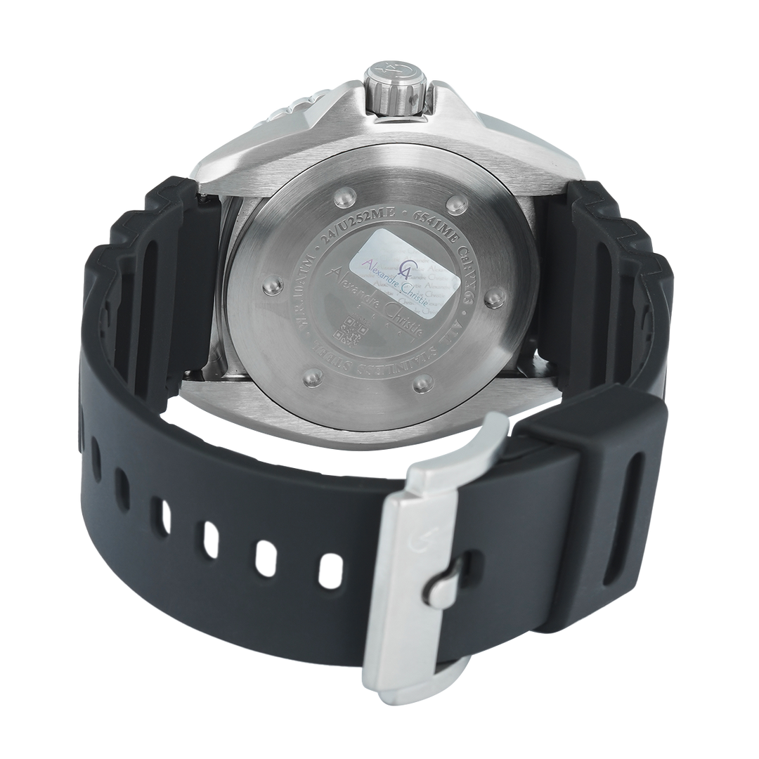 Jam Tangan Alexandre Christie AC 6541 MERTBSL Men Silver Dial Black Rubber Strap