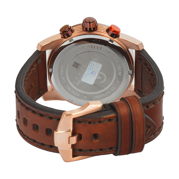 Jam Tangan Alexandre Christie AC 6562 MCLROBO Men Analog Dial Brown Leather Strap
