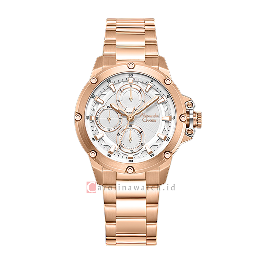 Jam Tangan Alexandre Christie Passion AC 6564 BFBRGSL Women Silver White Dial Rose Gold Stainless Steel Strap