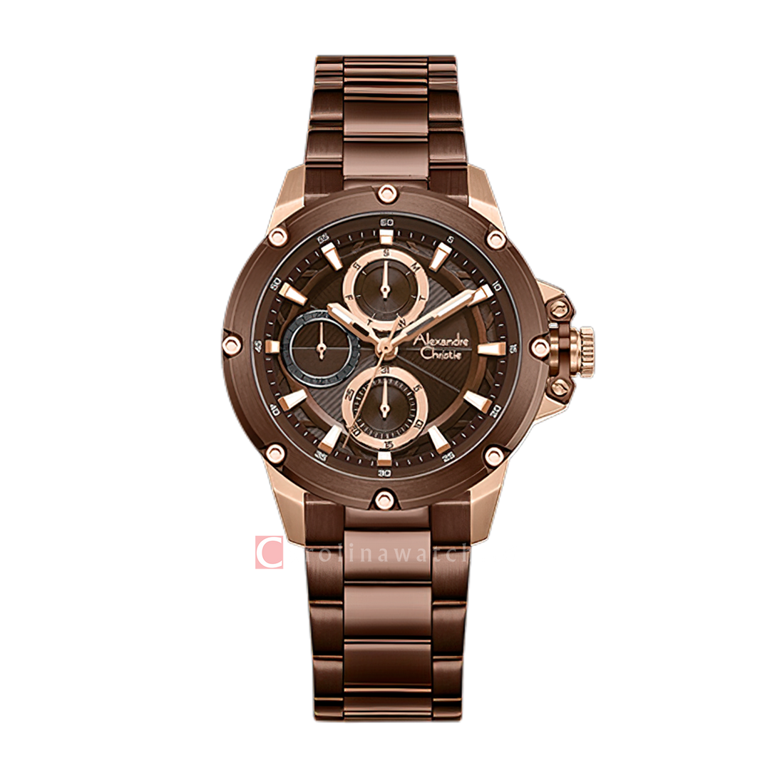 Jam Tangan Alexandre Christie Passion AC 6564 BFBROBO Women Brown Dial Brown Stainless Steel Strap