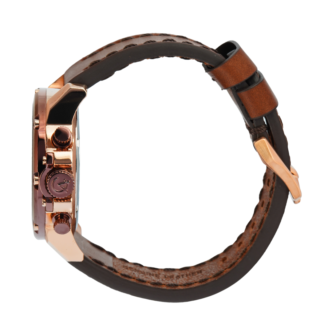 Jam Tangan Alexandre Christie AC 6564 MCLROBO Men Analog Dial Brown Leather Strap