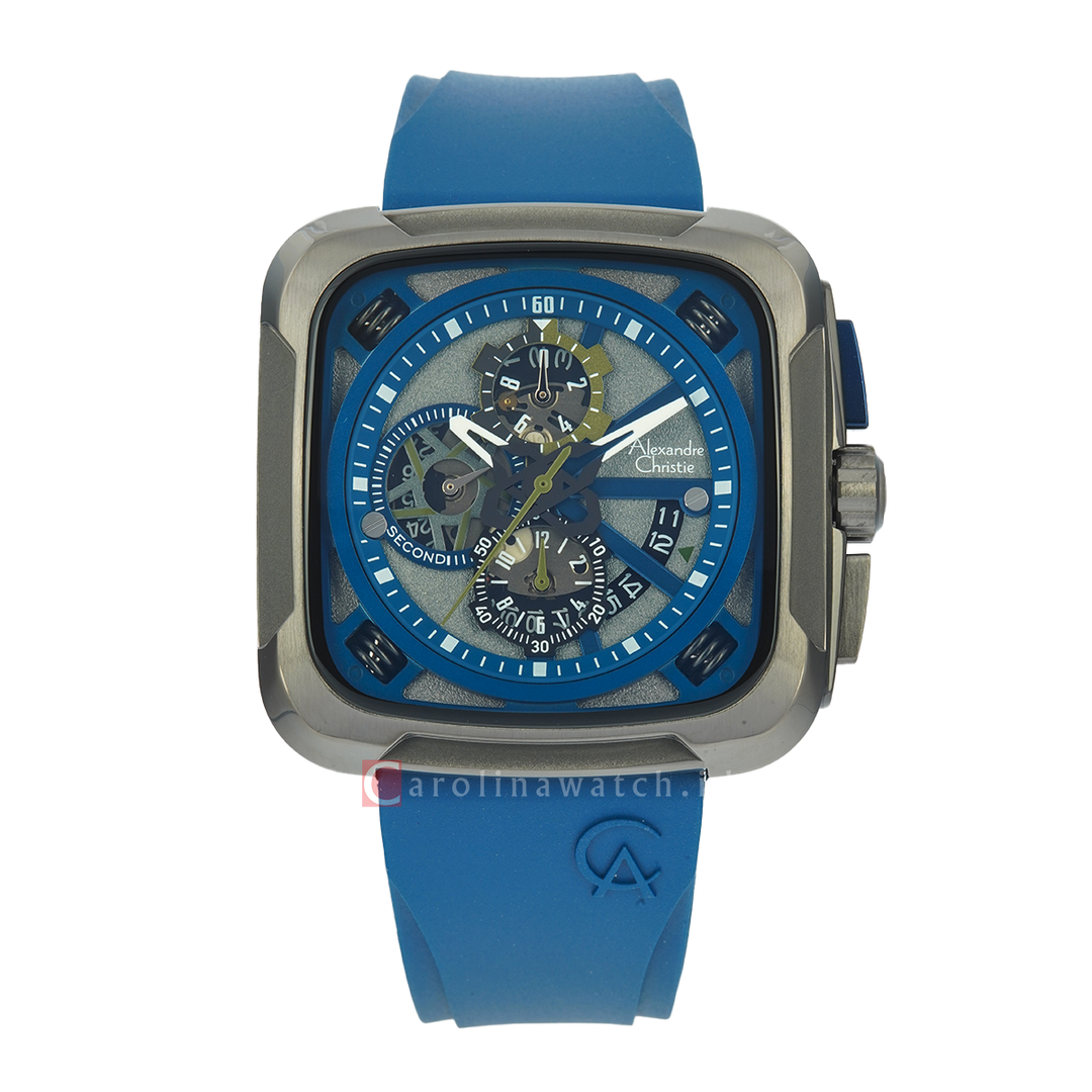 Jam Tangan Alexandre Christie AC 6577 MCRIGBABU Men Analog Dial Blue Rubber Strap