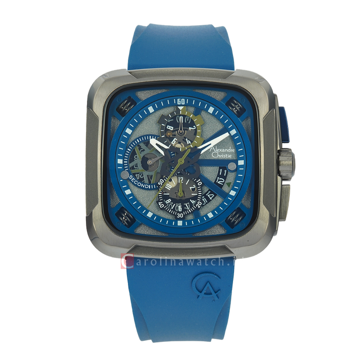 Jam Tangan Alexandre Christie AC 6577 MCRIGBABU Men Analog Dial Blue Rubber Strap