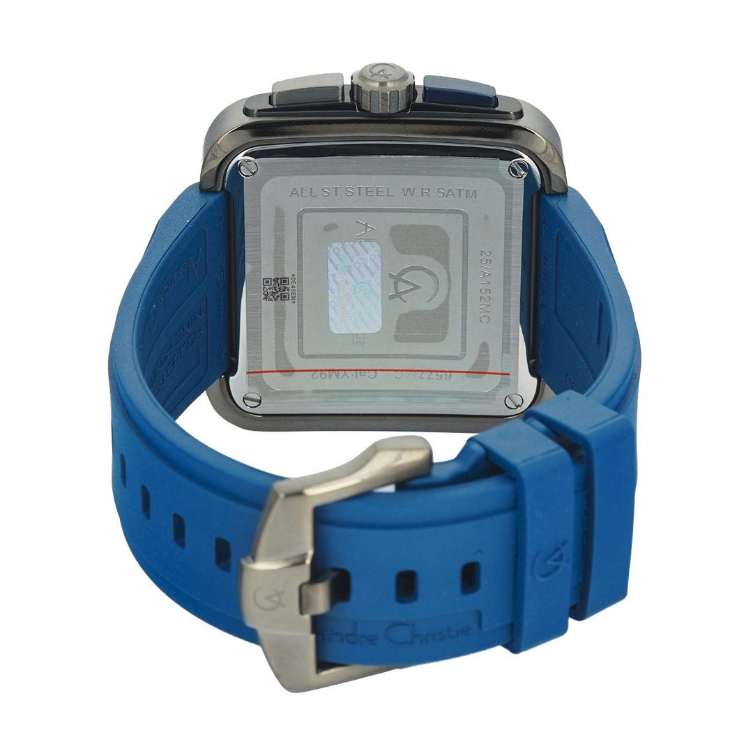 Jam Tangan Alexandre Christie AC 6577 MCRIGBABU Men Analog Dial Blue Rubber Strap