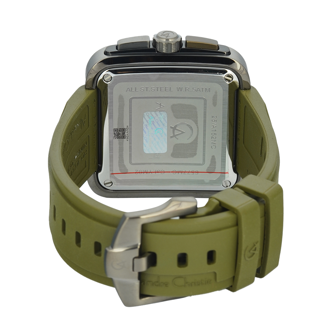 Jam Tangan Alexandre Christie AC 6577 MCRIGBAGN Men Analog Dial Green Rubber Strap