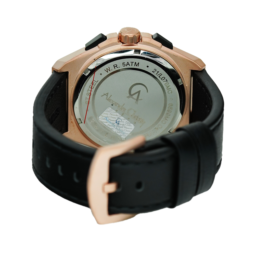Jam Tangan Alexandre Christie Chronograph AC 6599 MCLBRBA Men Black Di Carolina Watch