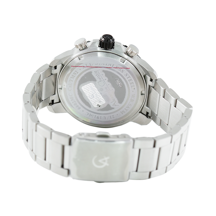 Jam Tangan Alexandre Christie Chronograph AC 6602 MCBTBBA Men Black Dial Stainless Steel Strap