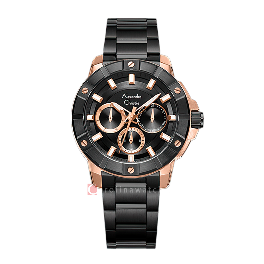Jam Tangan Alexandre Christie AC 6609 BFBBRBA Women Black Dial Black Stainless Steel Strap