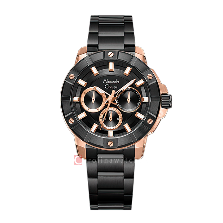 Jam Tangan Alexandre Christie AC 6609 BFBBRBA Women Black Dial Black Stainless Steel Strap
