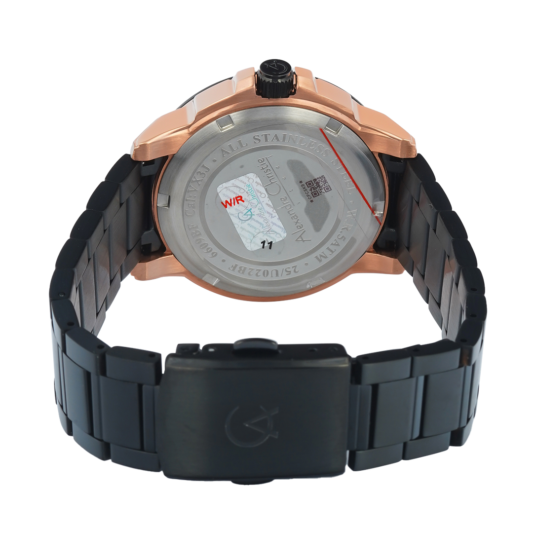 Jam Tangan Alexandre Christie AC 6609 BFBBRBA Women Black Dial Black Stainless Steel Strap