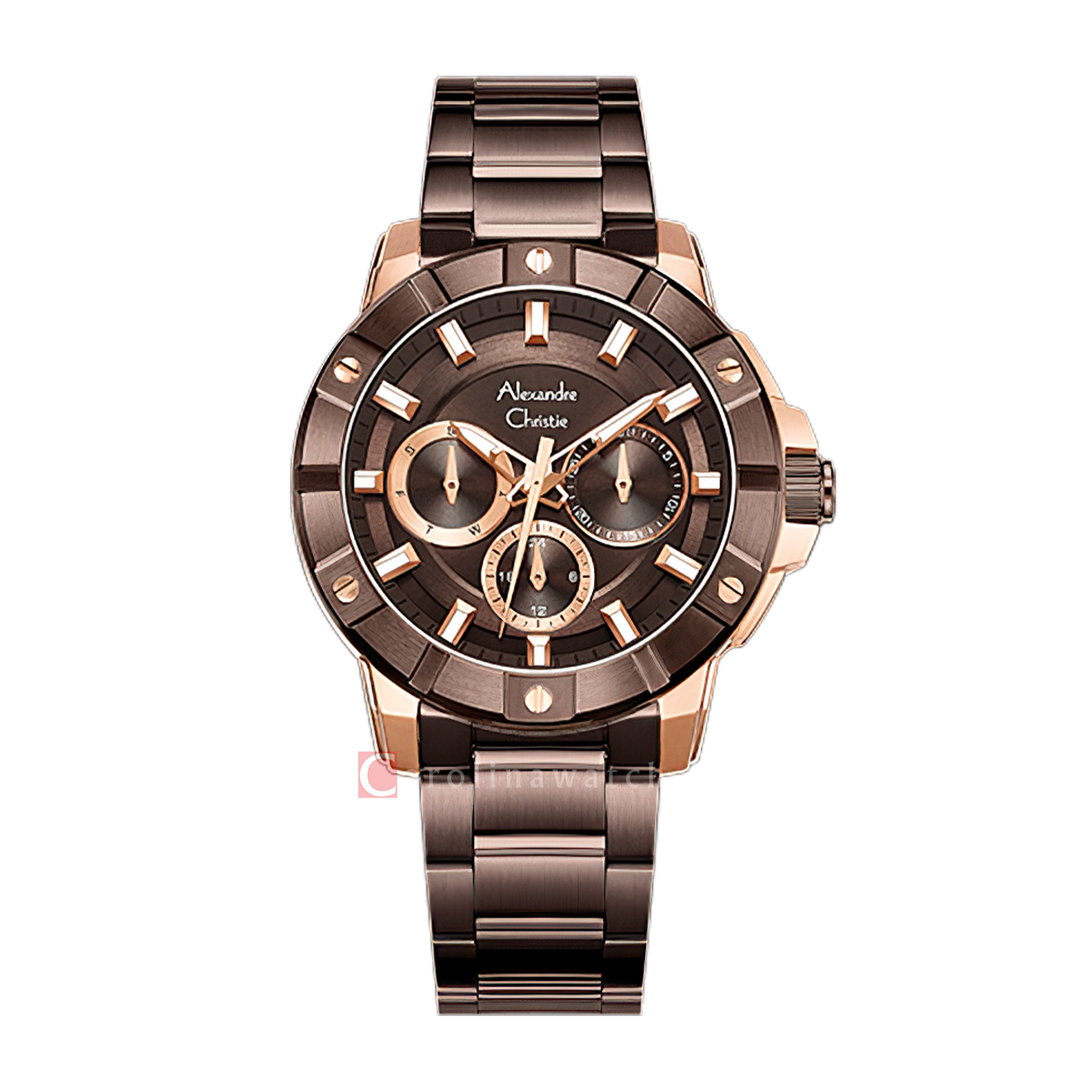 Jam Tangan Alexandre Christie Sport AC 6609 BFBROBO Women Brown Dial Brown Stainless Steel Strap