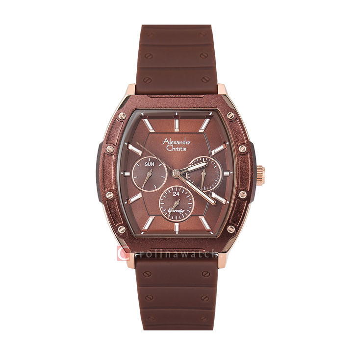 Jam Tangan Alexandre Christie Eternity AC 6628 BFRROBO Women Brown Dial Brown Rubber Strap
