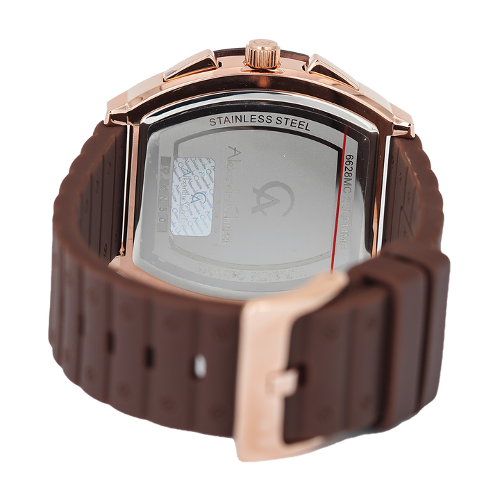 Jam Tangan Alexandre Christie Eternity AC 6628 MCRROBO Men Brown Dial Brown Rubber Strap