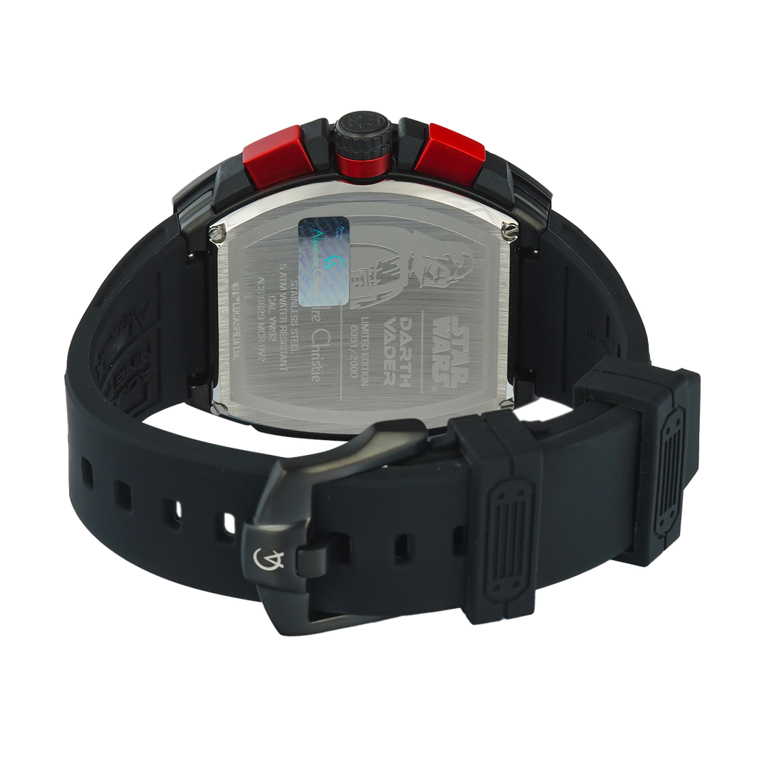 Jam Tangan Alexandre Christie x Star Wars AC 6629 MCRDV2 Darth Vader Edition Men Black Dial Black Rubber Strap Limited Edition